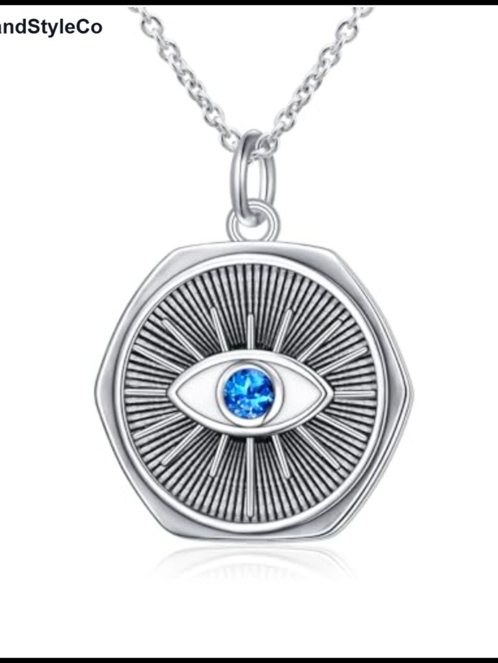 Sterling Silver Evil Eye Coin Necklace Pendant Jewelry Gift Women